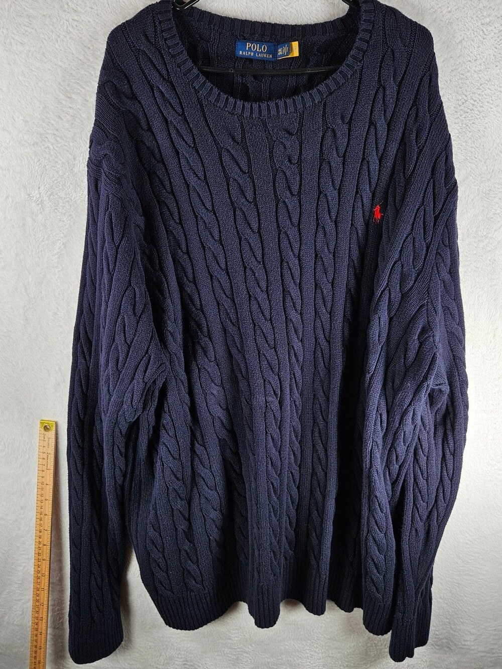 Polo Ralph Lauren Cable Knit Crewneck Sweater Navy Blue Men's Size 4XLT